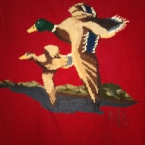 VTG Lauren Ralph Lauren Duck Hunter Intarsia Sweater Red cotton Medium